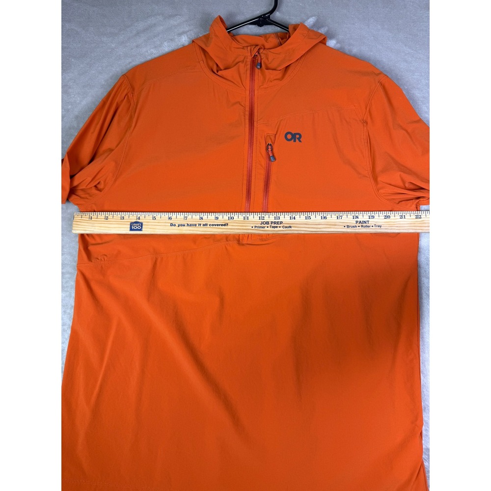 Outdoor Research Mens Large Orange Half Zip Hooded Softshell Breathable Jacket - Picture 8 of 10
